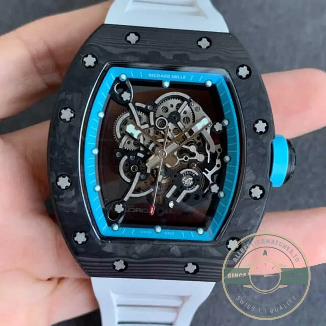 Superclone Richard Mille 055 V2 Carbon Fiber Rubber Strap - Best Quality Replica Watch
