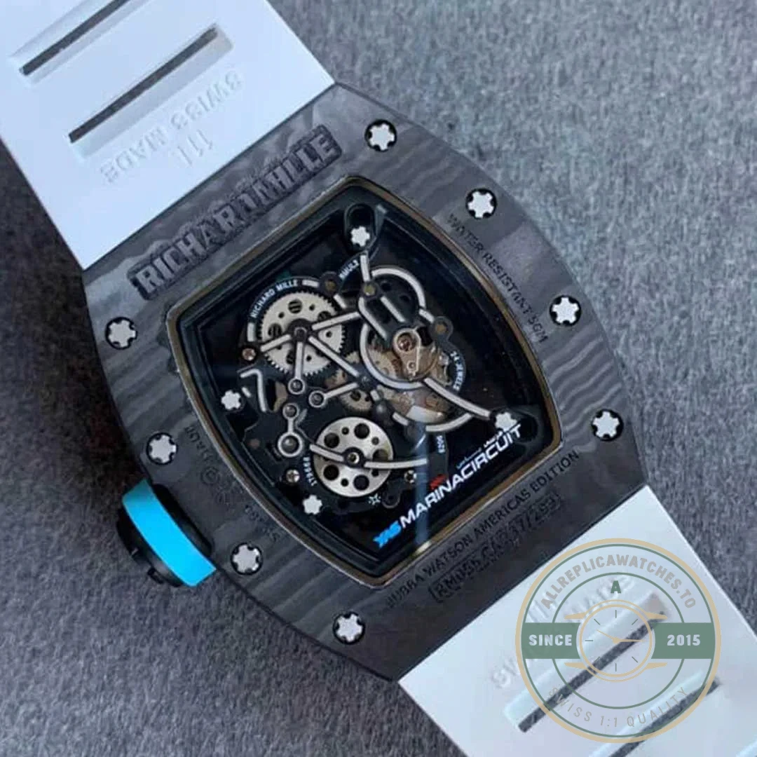 Superclone Richard Mille 055 V2 Carbon Fiber Rubber Strap - Top-Tier Swiss Replica Watch