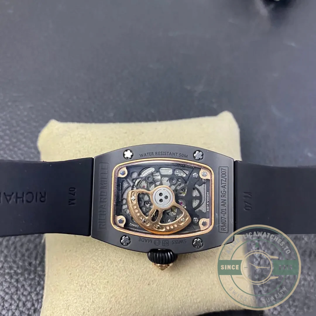 Superclone Richard Mille 07-01 Black Rubber Strap - Swiss Movement Replica Watch