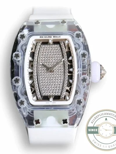Superclone Richard Mille 07-02 Pink Lady Sapphire White Strap - Luxury Replica Watch