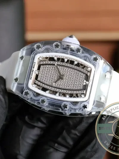 Superclone Richard Mille 07-02 Pink Lady Sapphire White Strap - Affordable Luxury Replica Timepiece