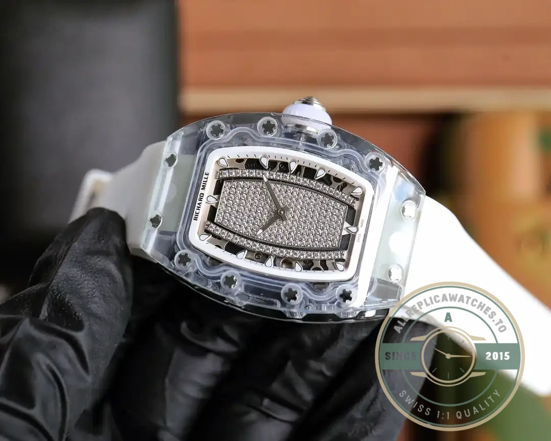 Superclone Richard Mille 07-02 Pink Lady Sapphire White Strap - Affordable Luxury Replica Timepiece