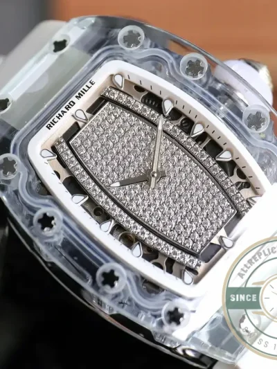 Superclone Richard Mille 07-02 Pink Lady Sapphire White Strap - Affordable Luxury Replica Timepiece