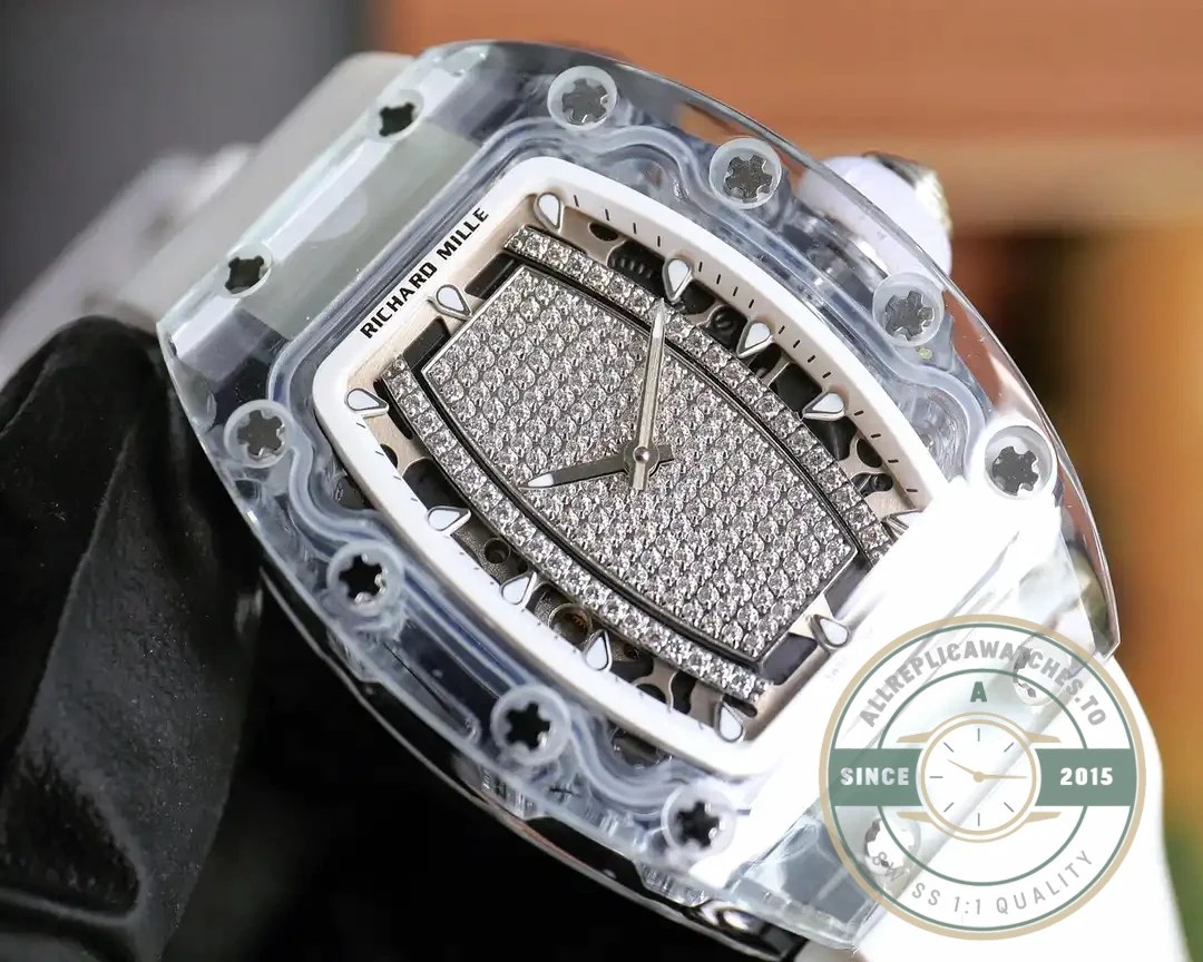 Superclone Richard Mille 07-02 Pink Lady Sapphire White Strap - Affordable Luxury Replica Timepiece