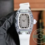 Superclone Richard Mille 07-02 Pink Lady Sapphire White Strap - Swiss Movement Replica Watch