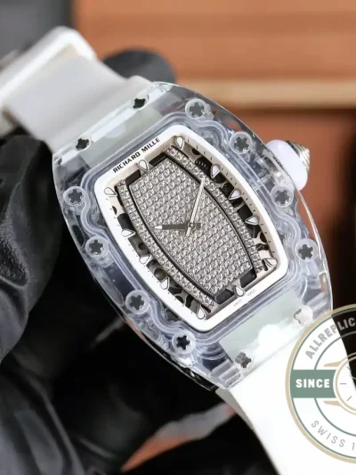 Superclone Richard Mille 07-02 Pink Lady Sapphire White Strap - Premium Super Clone Watch