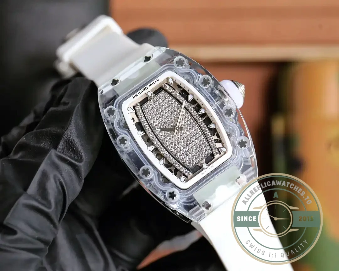 Superclone Richard Mille 07-02 Pink Lady Sapphire White Strap - Premium Super Clone Watch