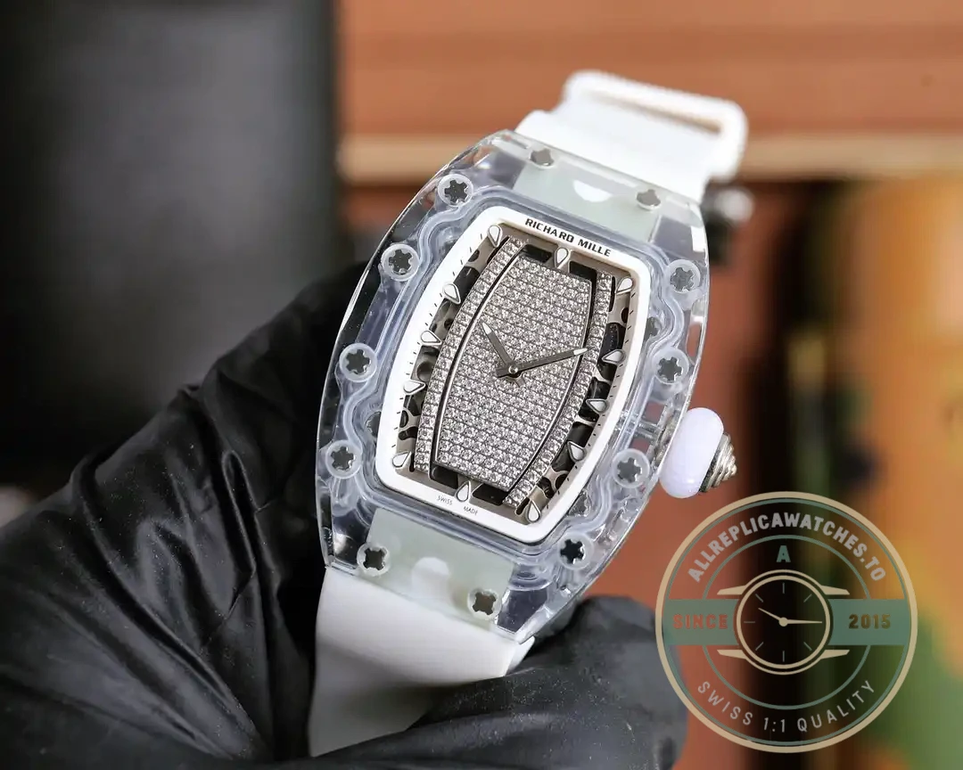 Superclone Richard Mille 07-02 Pink Lady Sapphire White Strap - Affordable Super Clone Watch