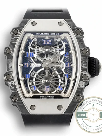 Superclone Richard Mille 21-01 Tourbillon Skeleton Dial Black Strap - Affordable Luxury Replica Timepiece