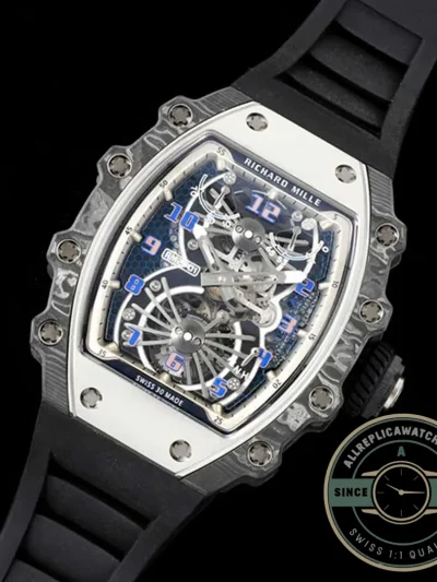 Superclone Richard Mille 21-01 Tourbillon Skeleton Dial Black Strap - Budget Luxury Replica Watch