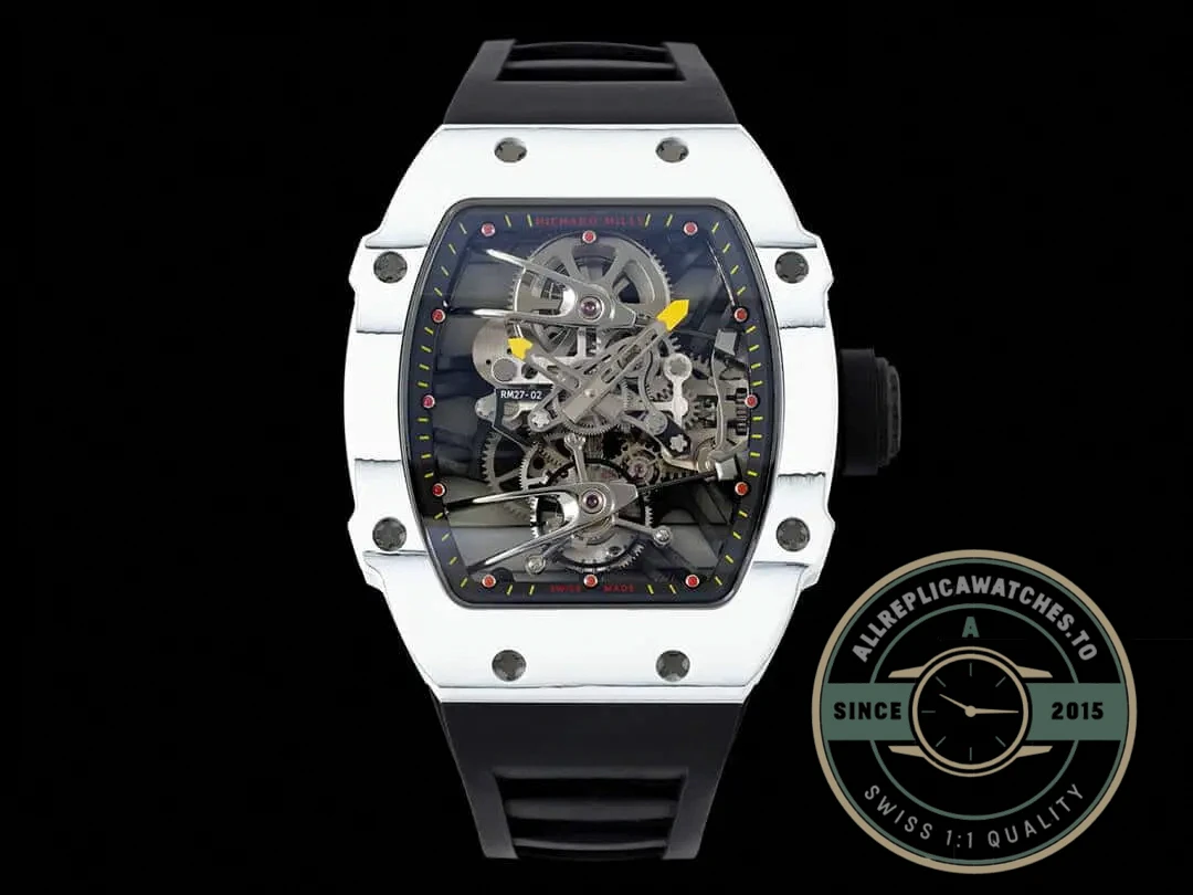 Superclone Richard Mille 27-02 Rafael Nadal Tourbillon Black Rubber Strap - High-Grade Replica Watch