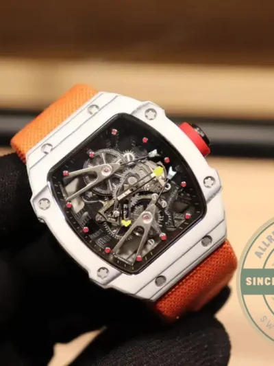 Superclone Richard Mille 27-02 Tourbillon Fiber Case Orange Strap - Factory Super Clone Watch