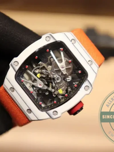 Superclone Richard Mille 27-02 Tourbillon Fiber Case Orange Strap - Swiss-Made Clone Watch