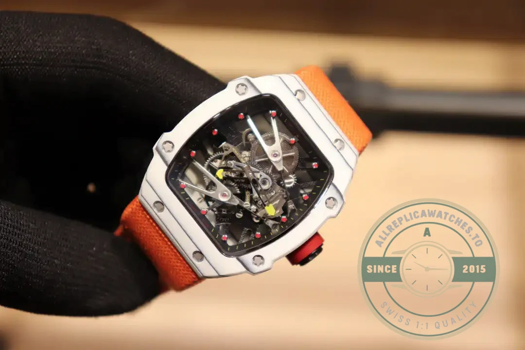 Superclone Richard Mille 27-02 Tourbillon Fiber Case Orange Strap - Swiss-Made Clone Watch