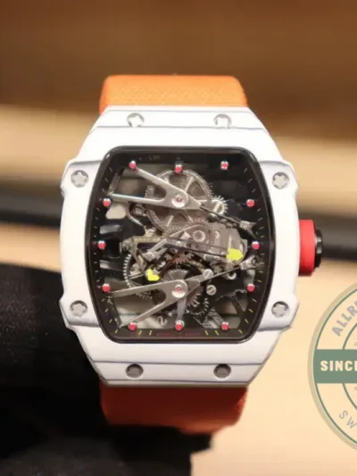 Superclone Richard Mille 27-02 Tourbillon Fiber Case Orange Strap - Best Quality Replica Watch