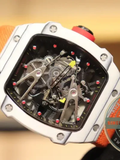 Superclone Richard Mille 27-02 Tourbillon Fiber Case Orange Strap - Premium Super Clone Watch