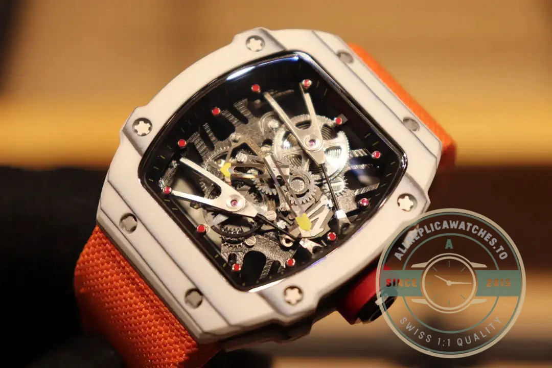 Superclone Richard Mille 27-02 Tourbillon Fiber Case Orange Strap - Top-Tier Swiss Replica Watch