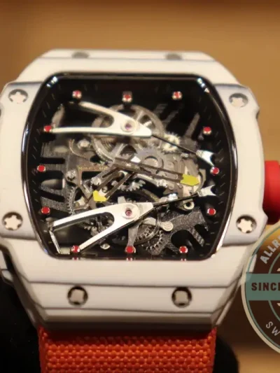 Superclone Richard Mille 27-02 Tourbillon Fiber Case Orange Strap - 1:1 Swiss Replica Watch