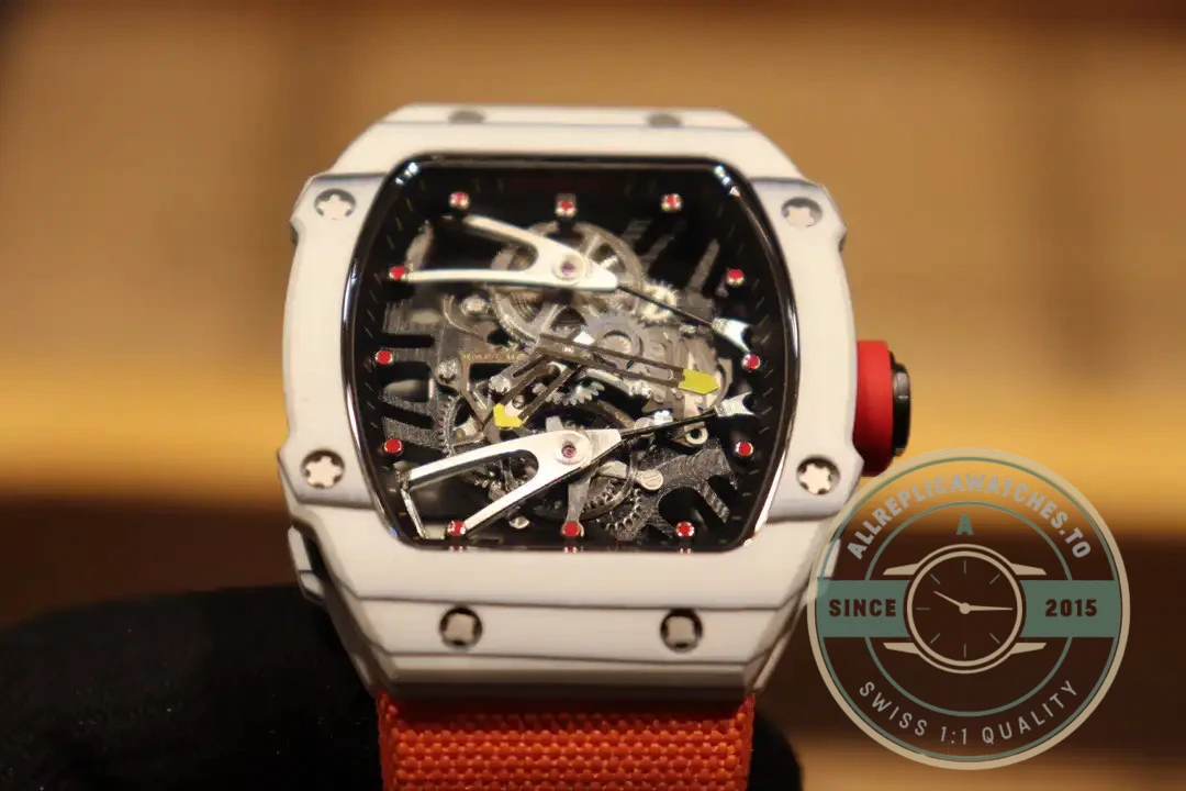 Superclone Richard Mille 27-02 Tourbillon Fiber Case Orange Strap - 1:1 Swiss Replica Watch