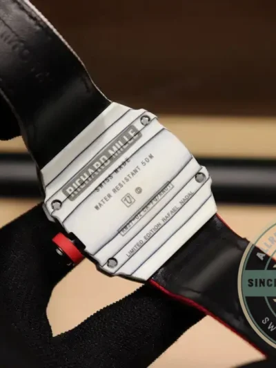 Superclone Richard Mille 27-02 Tourbillon Fiber Case White-red Strap - Affordable Super Clone Watch