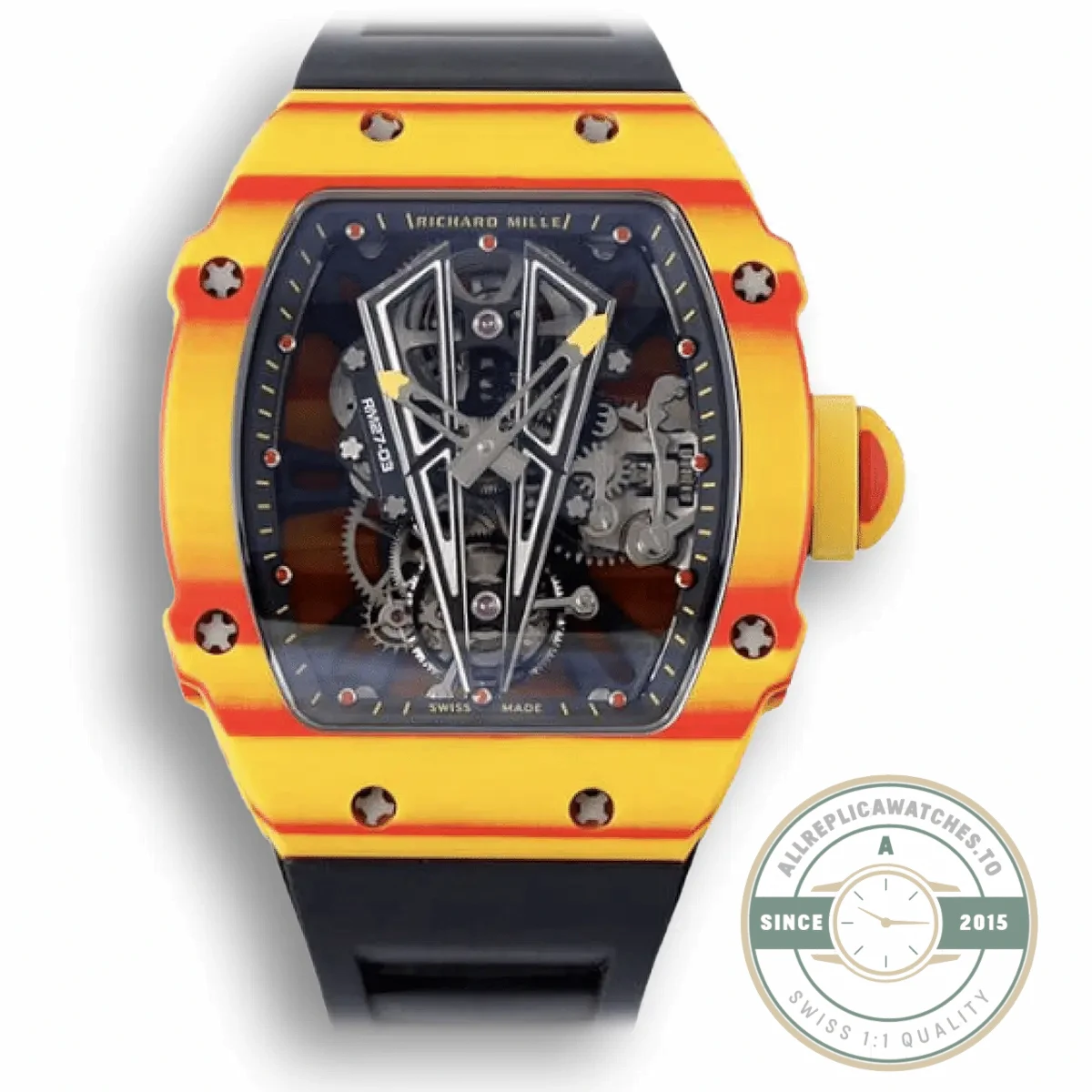 Superclone Richard Mille 27-03 Rafael Nadal Tourbillon Black Rubber Strap - Premium Super Clone Watch