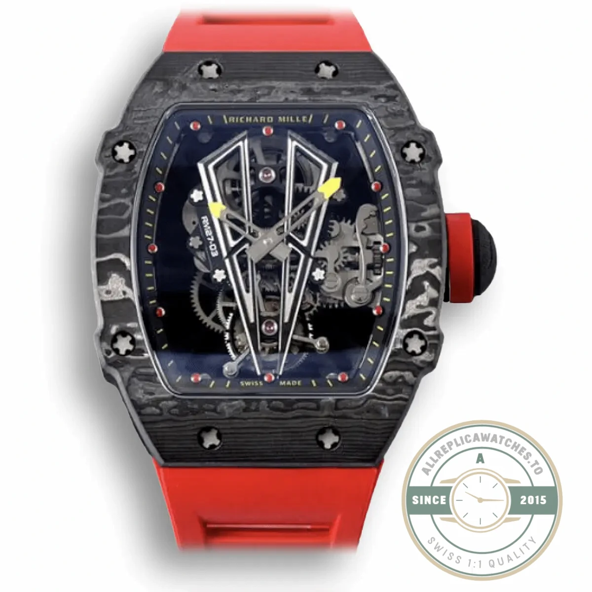 Superclone Richard Mille 27-03 Rafael Nadal Tourbillon Red Rubber Strap - Affordable Super Clone Watch