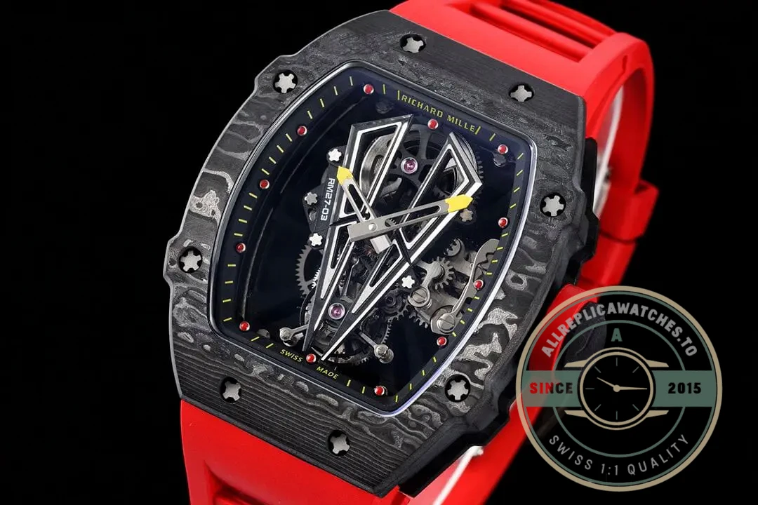 Superclone Richard Mille 27-03 Rafael Nadal Tourbillon Red Rubber Strap - Affordable Luxury Replica Timepiece