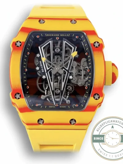 Superclone Richard Mille 27-03 Rafael Nadal Tourbillon Yellow Rubber Strap - Swiss-Made Clone Watch