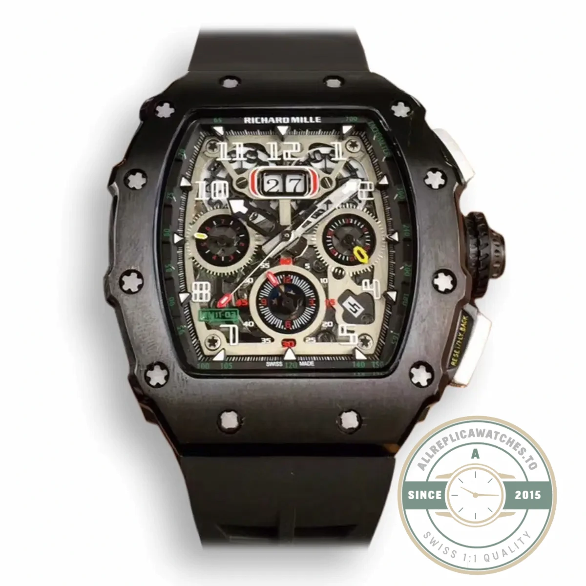 Superclone Richard Mille 50-03 Black Carbon Fiber Case - Premium Super Clone Watch