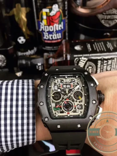 Superclone Richard Mille 50-03 Black Carbon Fiber Case - Affordable Super Clone Watch