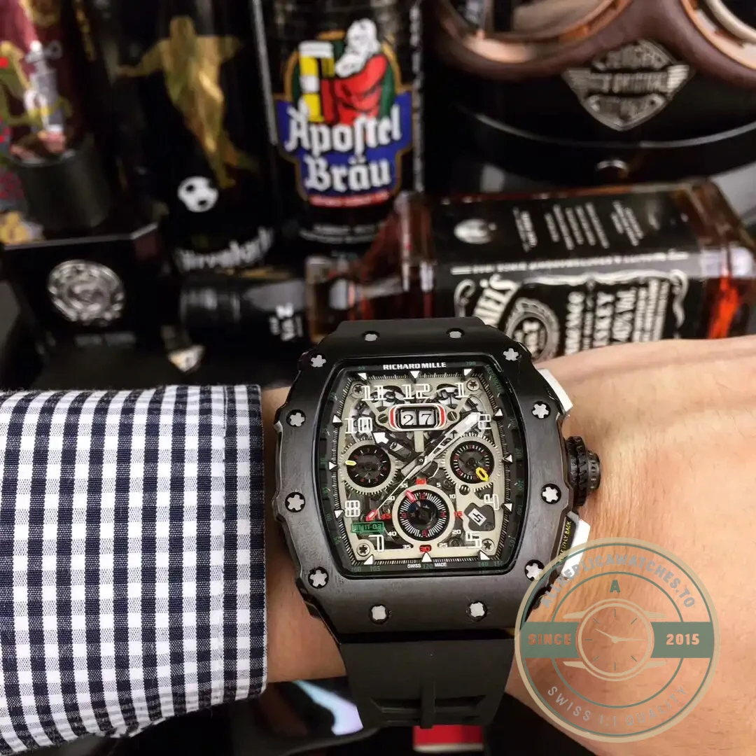 Superclone Richard Mille 50-03 Black Carbon Fiber Case - Affordable Super Clone Watch