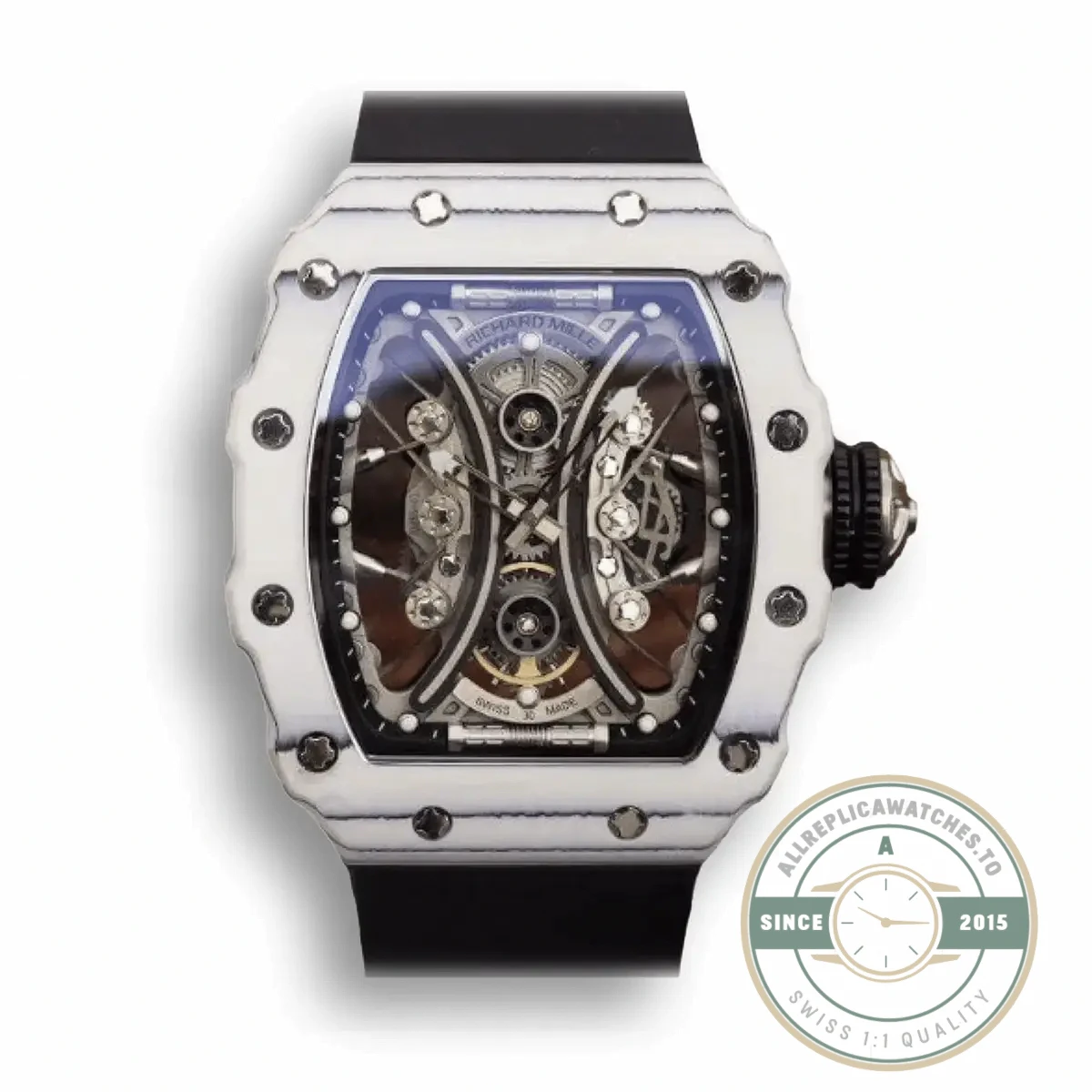 Superclone Richard Mille 53-01 Eta Imported Mechanical Movement Skeleton Dial Black Rubber Strap - Swiss Movement Replica Watch
