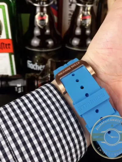 Superclone Richard Mille 53-01 Rose Gold Strap Rubber Blue - Top-Tier Swiss Replica Watch