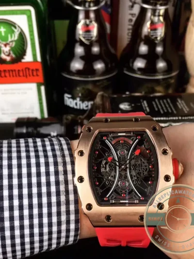 Superclone Richard Mille 53-01 Rose Gold Strap Rubber Blue - Top-Tier Swiss Replica Watch
