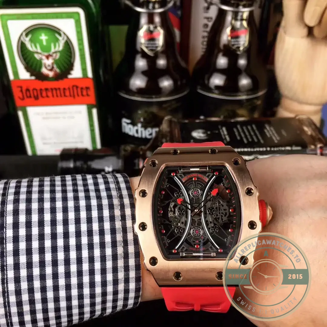 Superclone Richard Mille 53-01 Rose Gold Strap Rubber Blue - Top-Tier Swiss Replica Watch
