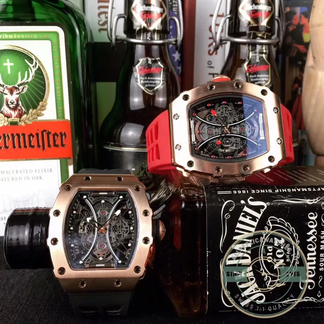 Superclone Richard Mille 53-01 Rose Gold Strap Rubber Blue - Swiss Movement Replica Watch