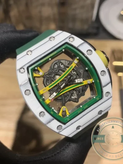 Superclone Richard Mille 61-01 Yohan Blake Gray Green Strap - Swiss Movement Replica Watch