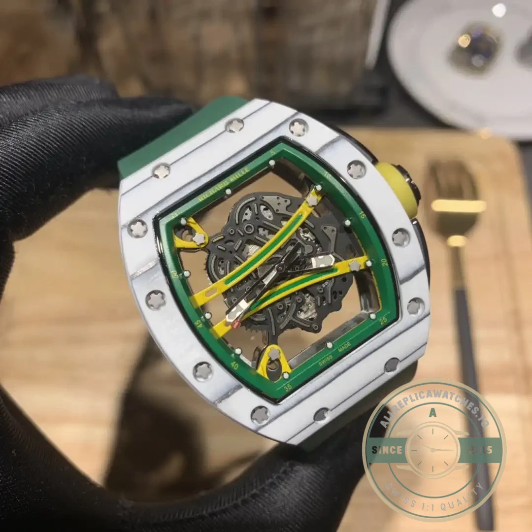Superclone Richard Mille 61-01 Yohan Blake Gray Green Strap - Swiss Movement Replica Watch