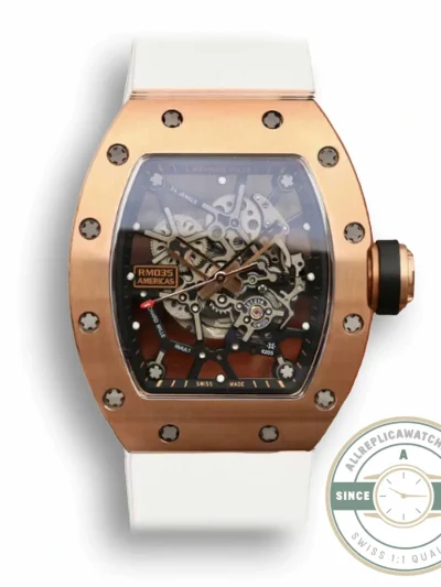 Superclone Richard Mille35-01 Kv Factory Rose Gold White Strap - Factory Super Clone Watch