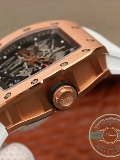 Superclone Richard Mille35-01 Kv Factory Rose Gold White Strap - Affordable Super Clone Watch