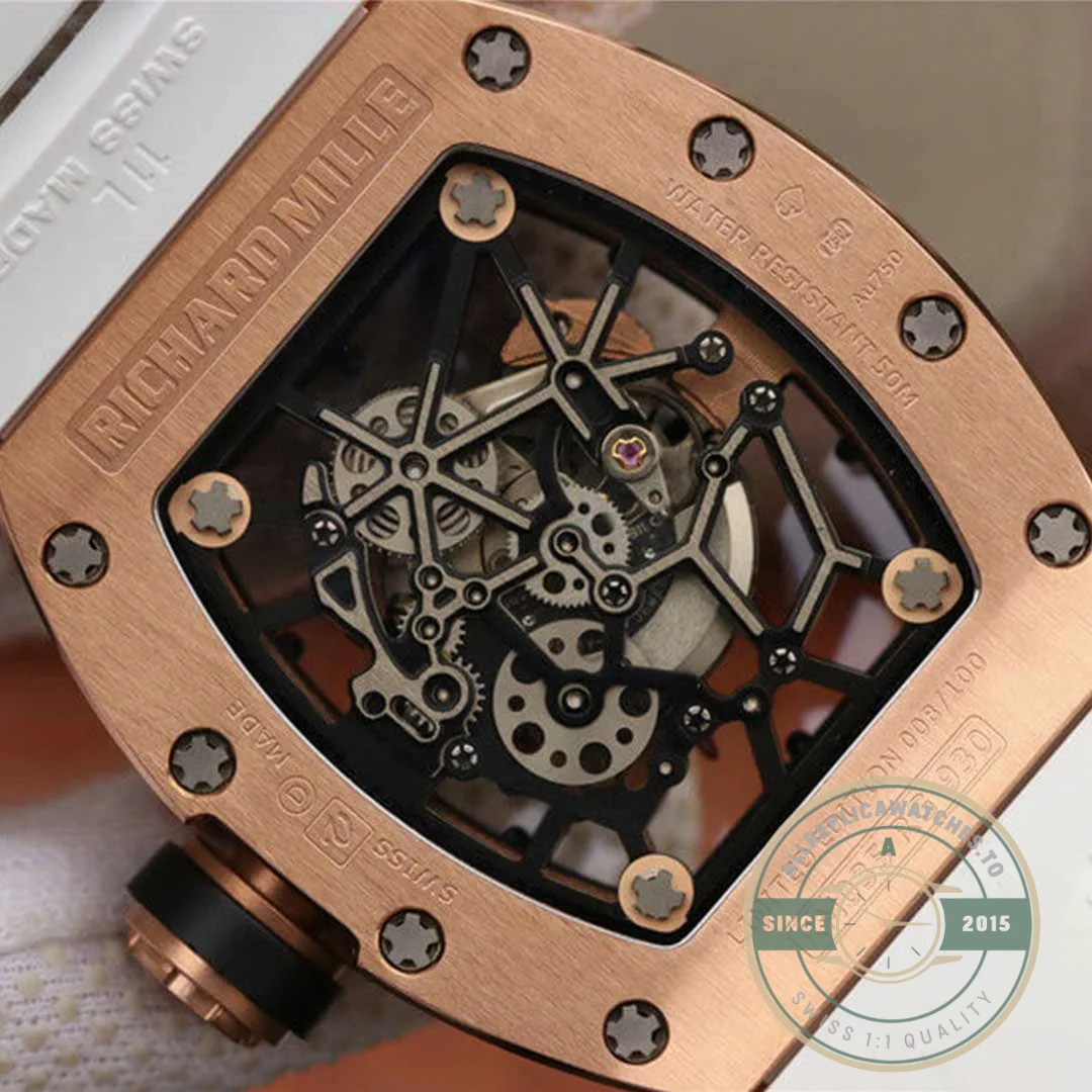 Superclone Richard Mille35-01 Kv Factory Rose Gold White Strap - Budget Luxury Replica Watch