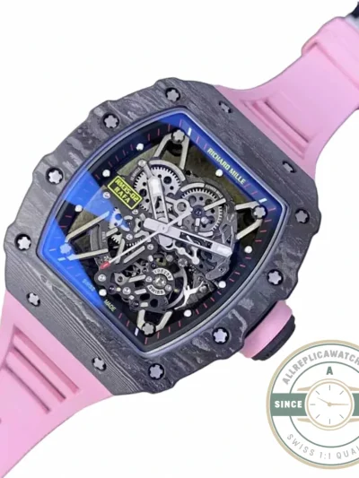 Superclone Richard Mille35-02 Ntpt Carbon Fiber Pink Rubber Strap - Swiss Movement Replica Watch