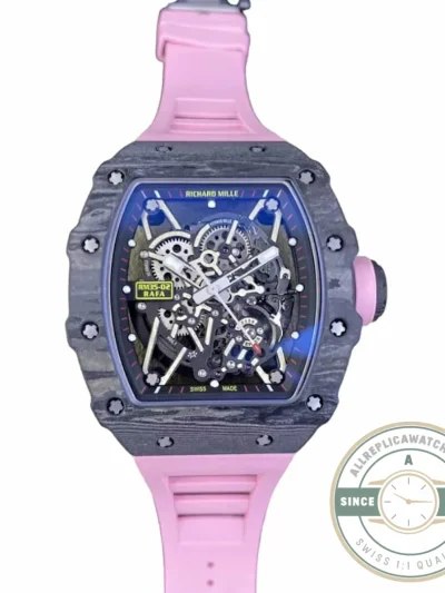 Superclone Richard Mille35-02 Ntpt Carbon Fiber Pink Rubber Strap - Best Quality Replica Watch