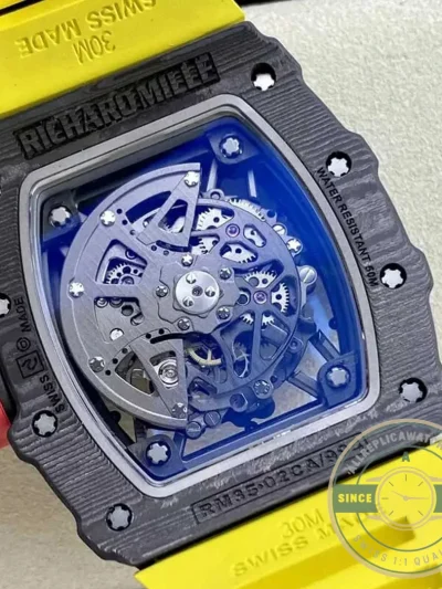 Superclone Richard Mille35-02 Ntpt Carbon Fiber Yellow Strap - 1:1 Swiss Replica Watch