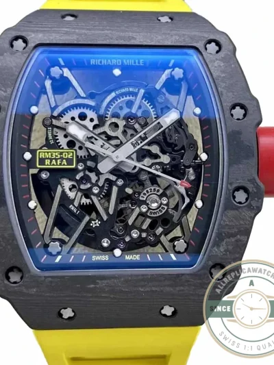 Superclone Richard Mille35-02 Ntpt Carbon Fiber Yellow Strap - Luxury Replica Watch