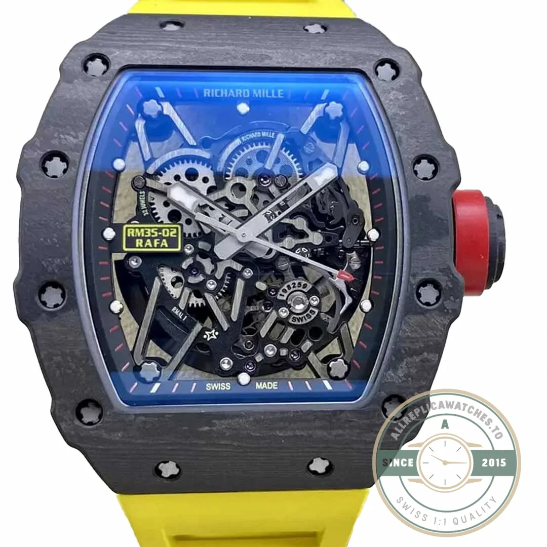 Superclone Richard Mille35-02 Ntpt Carbon Fiber Yellow Strap - Luxury Replica Watch