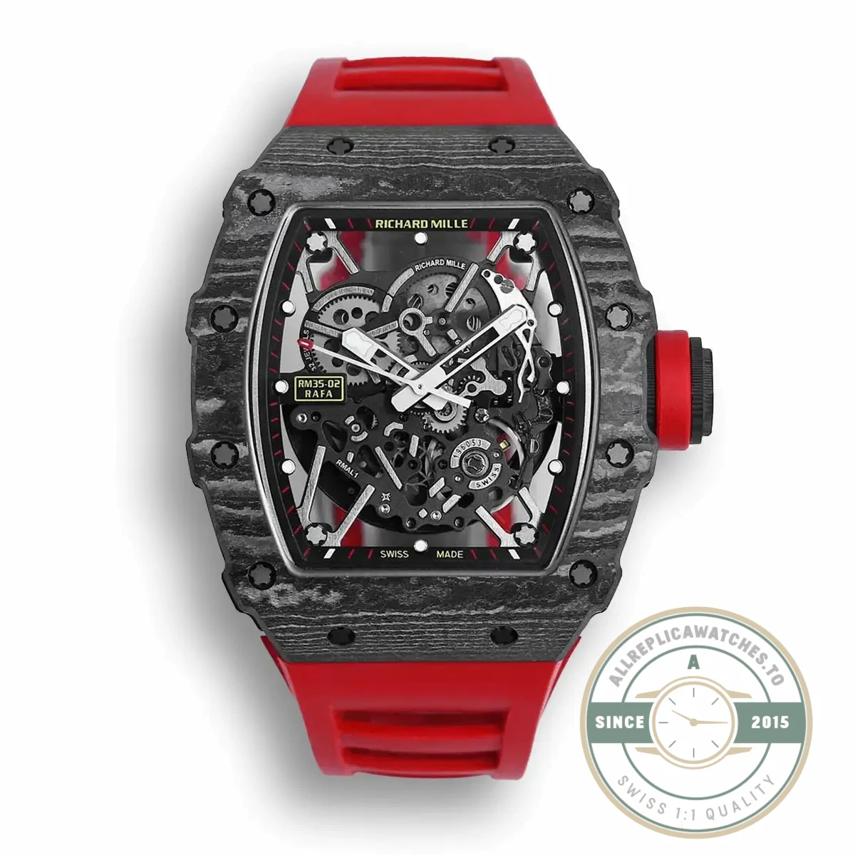 Superclone Richard Mille35-02 Red Rubber Strap - Swiss-Made Clone Watch