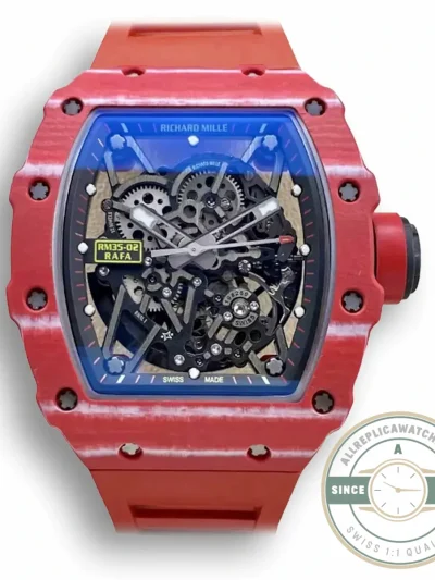 Superclone Richard Mille35-02 T+ Factory Carbon Fiber Red Rubber Strap - Swiss Movement Replica Watch