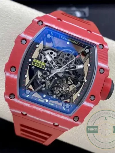 Superclone Richard Mille35-02 T+ Factory Carbon Fiber Red Rubber Strap - Swiss-Made Clone Watch