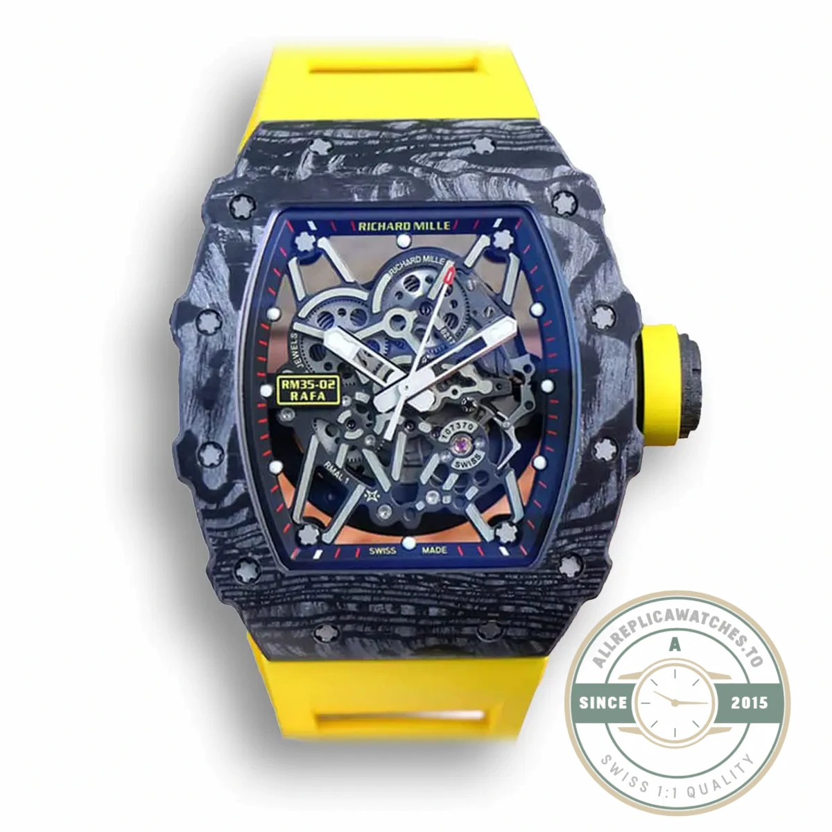 Superclone Richard Mille35-02 Zf Factory Yellow Rubber Strap - 1:1 Swiss Replica Watch
